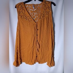 Orange Crochet Detail Top